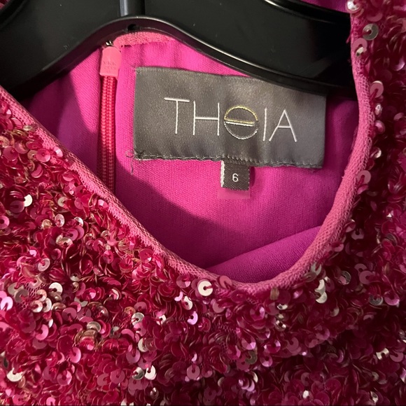 THEIA PINK SEQUINNED SLEEVELESS DRESS - Picture 4 of 14